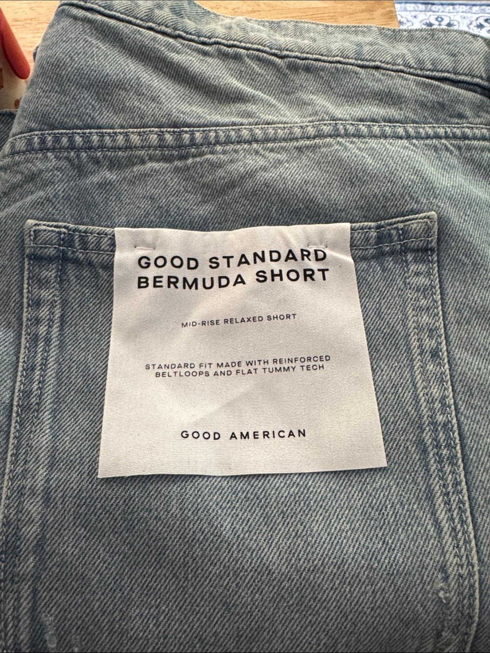 Good American Light Wash Denim Bermuda Shorts